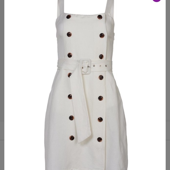 SOLD 2/$15 Forever 21 white linen blend dress - Picture 1 of 6
